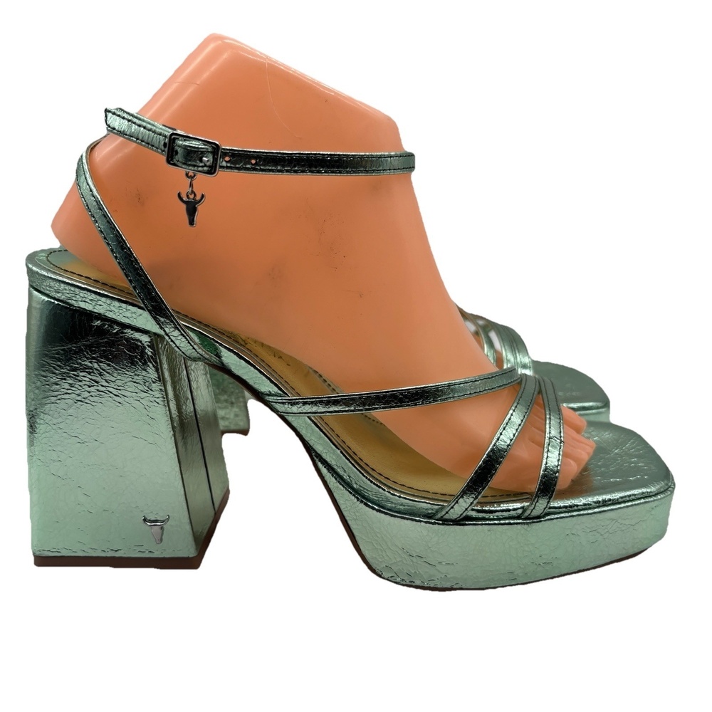 Windsor Smith Platform Heels Women’s Size 10 / EU 41 Sea Green Metallic Strappy